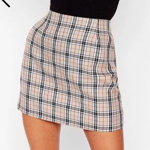 Nasty Girl Biege Plaid Mini Skirt Size 12